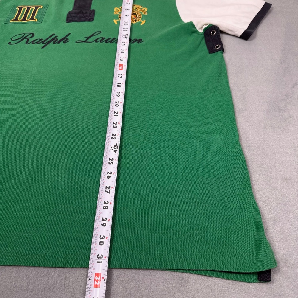 Polo Ralph Lauren Snow Polo Challenge Cup Custom Fit Polo Shirt Green Mens XXL - Picture 6 of 6